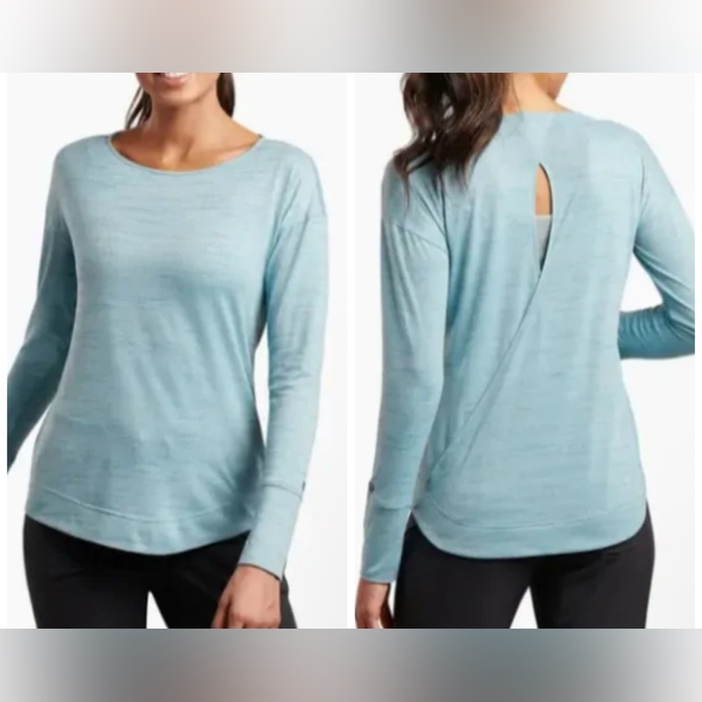 Kuhl Intent Krossback Blue Long Sleeve Keyhole Back Pullover Shirt Medium